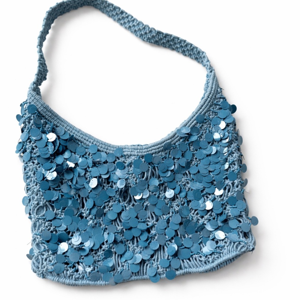 SOLD!! Parfois Sequin / crochet Blue Women's Shoulder Bag
